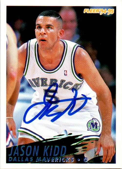 Jason Kidd Signed 1994-95 Fleer RC Card #268 NBA Dallas Mavericks Rookie b Auto