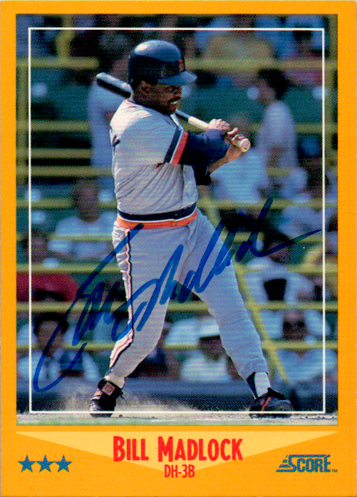 Bill Madlock Signed 1988 Score Card #445 Auto Detroit Tigers b