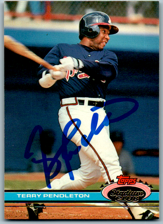 Terry Pendleton Signed 1991 Topps Stadium Club Card #327 Auto Atlanta Braves TSC