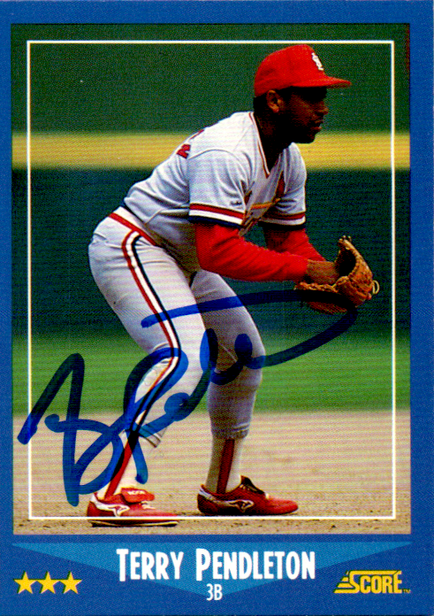 Terry Pendleton Signed 1988 Score Deck Card #190 Auto St. Louis Cardinals