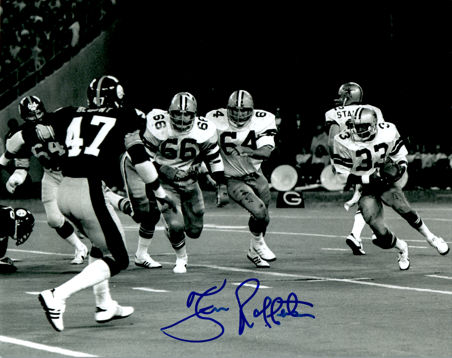 Tom Rafferty Signed 8x10 Photo NFL Dallas Cowboys HOF Blocking
