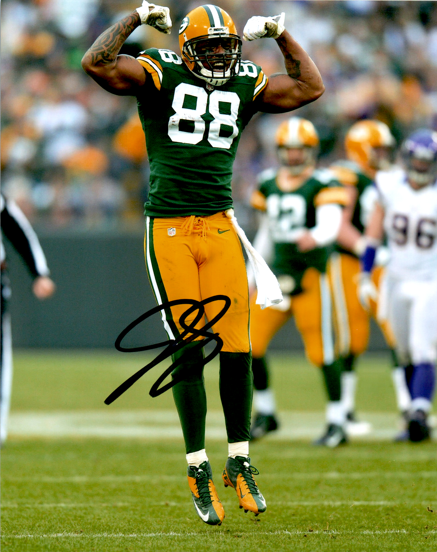 Jermichael Finley Signed 8x10 Photo Autograph Green Bay Packers Flex