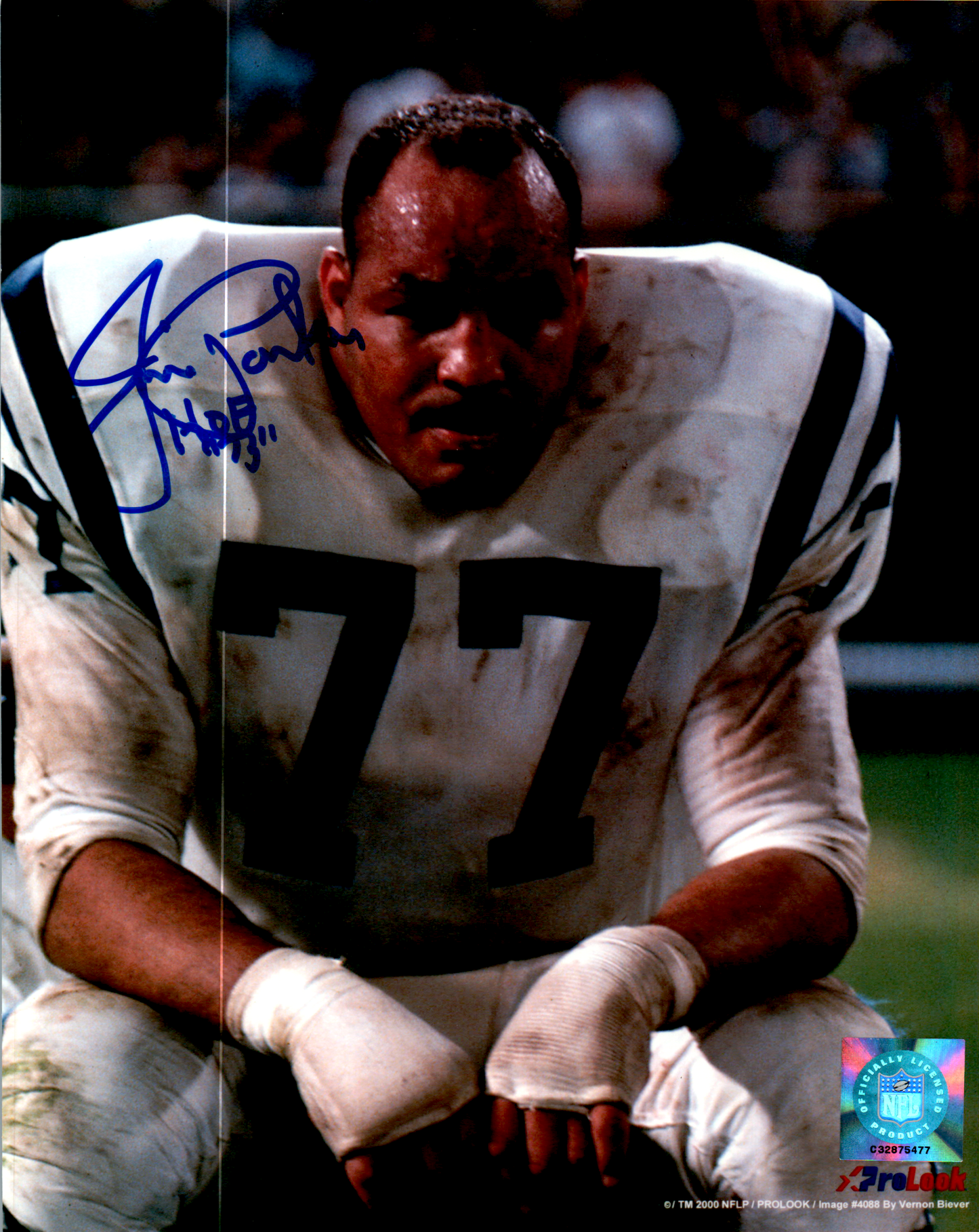 Jim Parker Signed 8x10 Photo Auto Blatimore Colts Vert Sitting