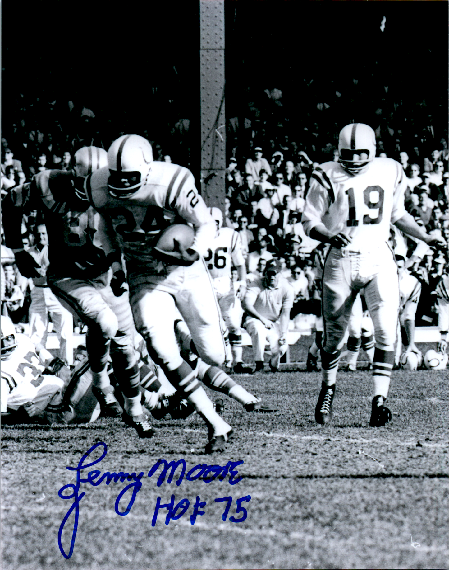 Lenny Moore Signed 8x10 Photo Auto Blatimore Colts Vert Run B/W