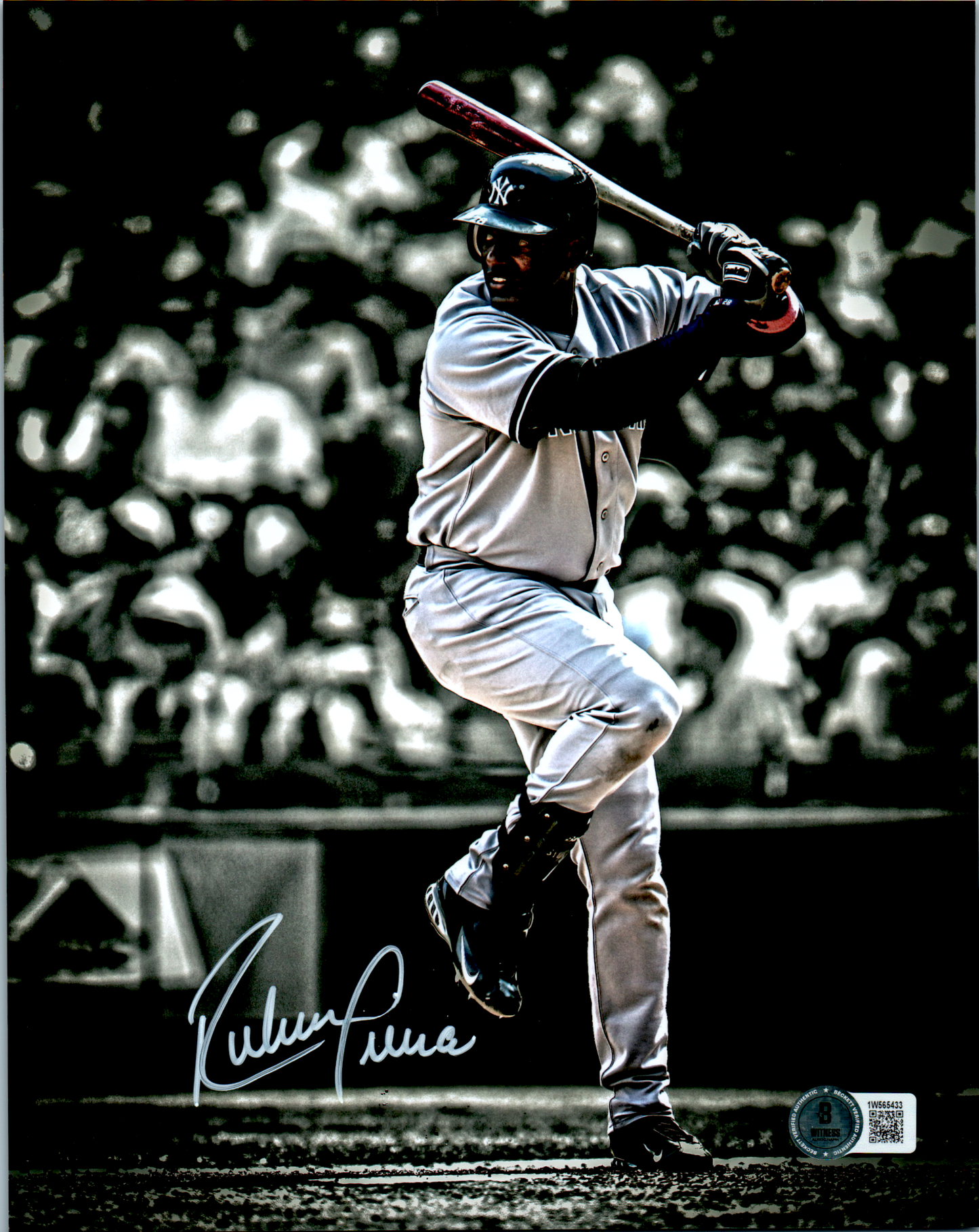 Ruben Sierra Signed 8x10 Photo MLB New York Yankees Beckett Hitting