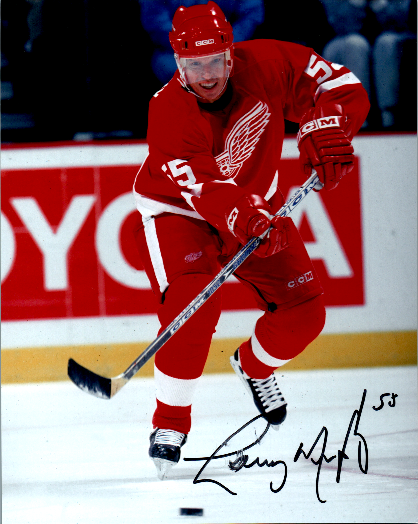 Larry Murphy Signed 8X10 Photo (smudge) Detroit Red Wings COA NHL Autograph