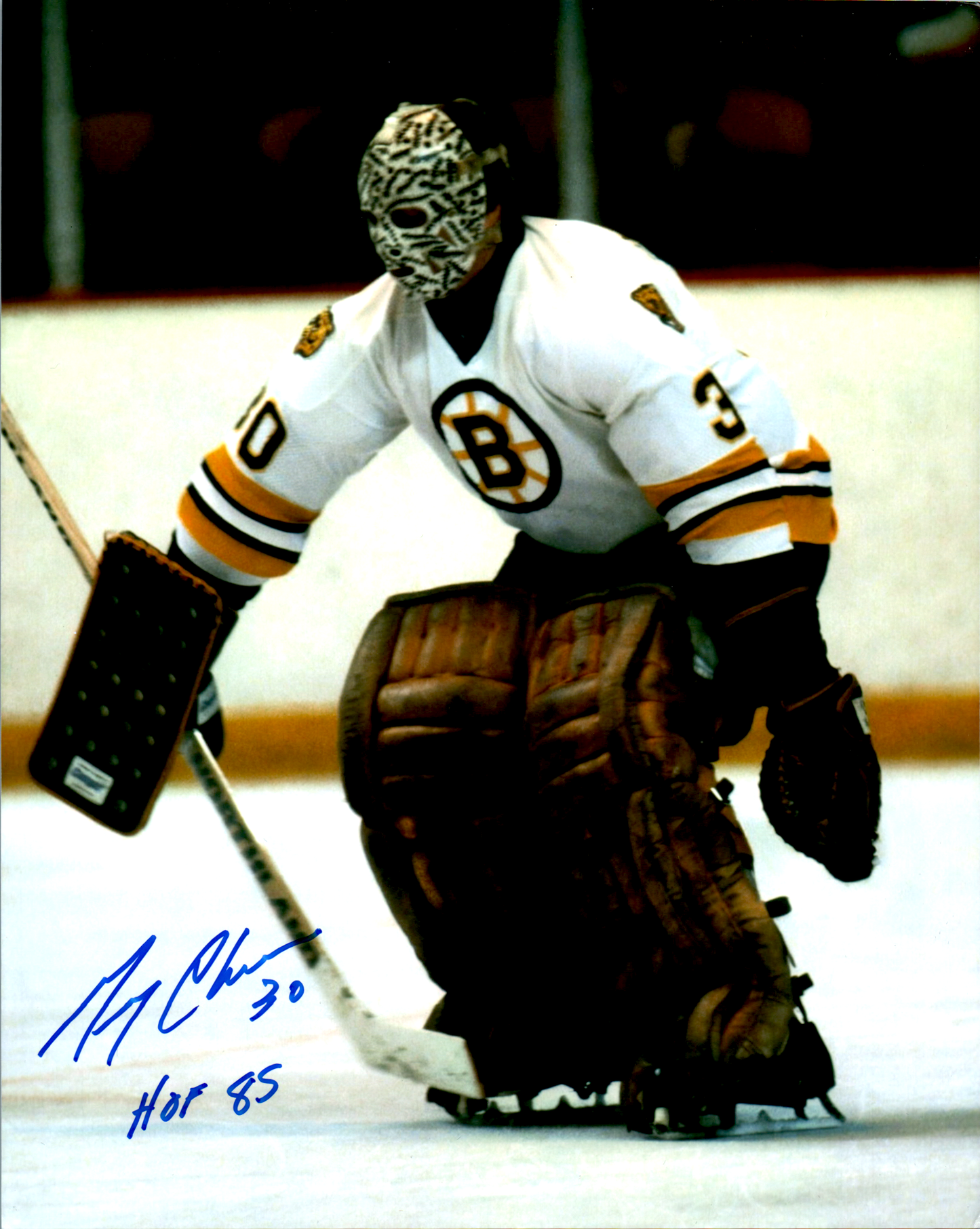 Gerry Cheevers Signed 8X10 Photo - Boston Bruins - COA NHL HOF Autographed