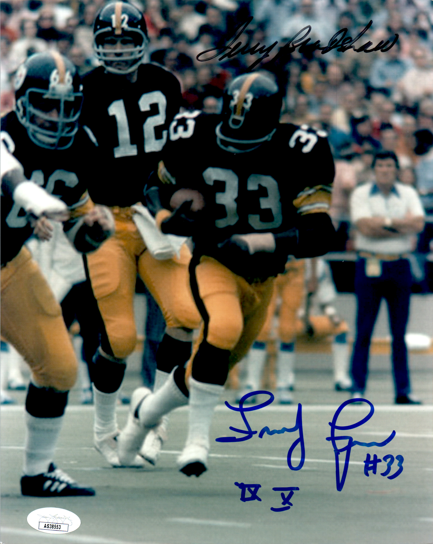 John Frenchy Fuqua & Terry Bradshaw Signed 8x10 Photo Pittsburgh Steelers COA NFL