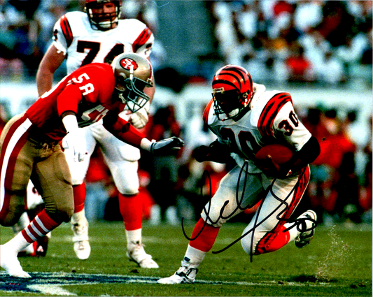 Ickey Woods Signed 8x10 Photo Autograph Cincinnati Bengals Run Horiz