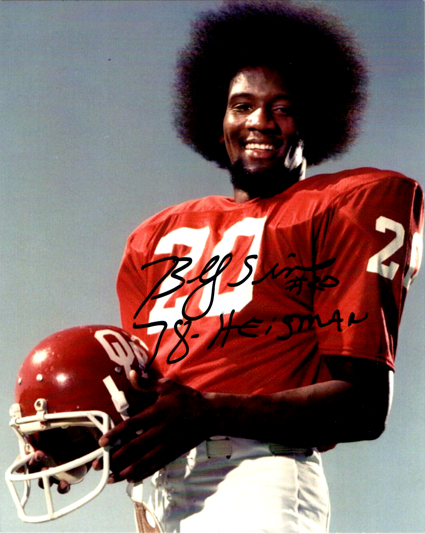 Billy Sims Signed 8x10 Photo Oklahoma Sooners Auto Heisman Vert Posed