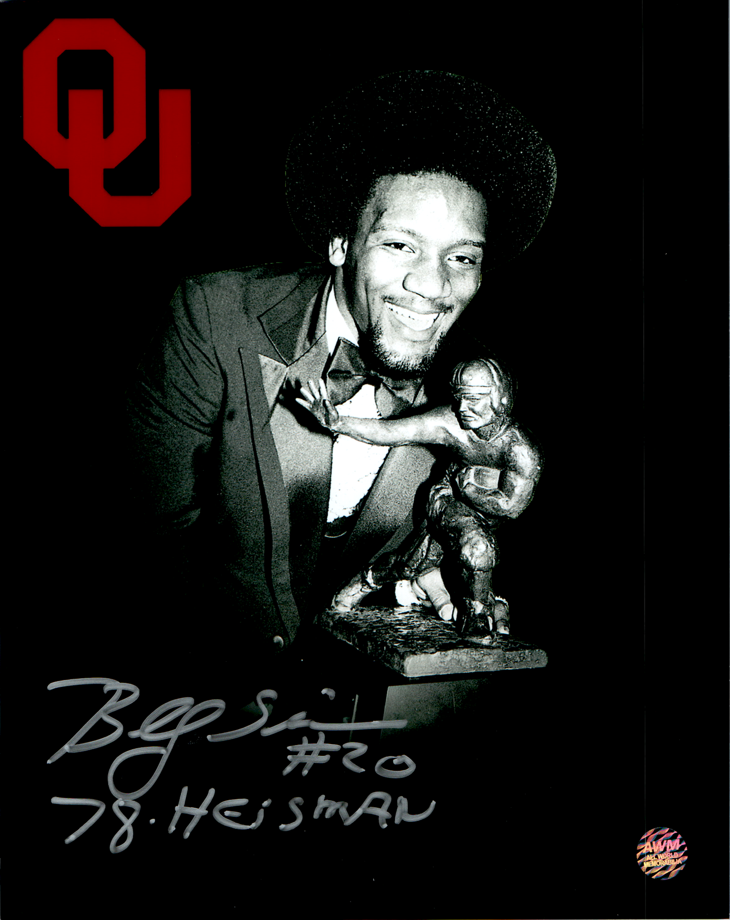 Billy Sims Signed 8x10 Photo Oklahoma Sooners Auto Heisman Vert Edit