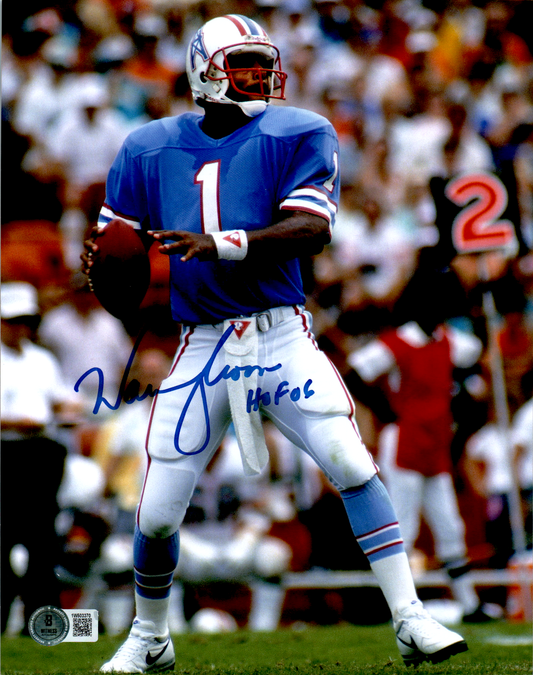 Warren Moon Signed 8x10 Photo Houston Oilers NFL HOF Beckett