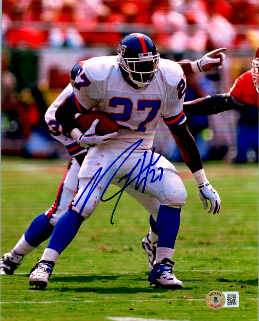 Rodney Hampton Signed 8x10 Photo Auto New York Giants Beckett Vert