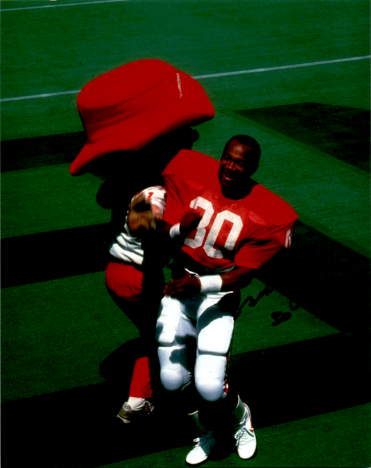 Mike Rozier Signed 8x10 Photo Autograph NFL Nebraska NCAA Red Jersey