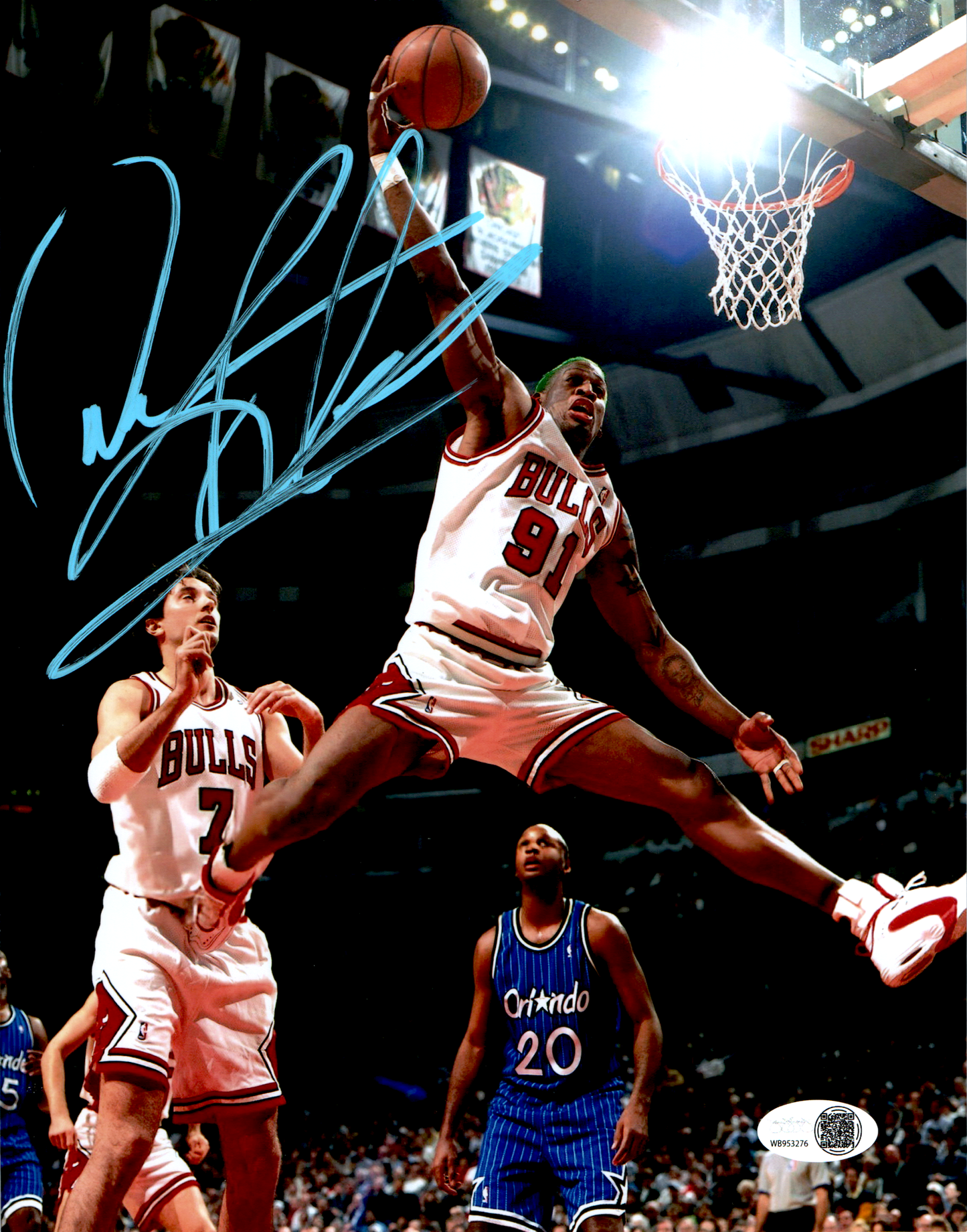 Dennis Rodman Signed 8x10 Photo Bulls NBA Jumping