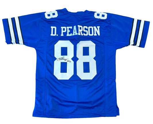 Drew Pearson Signed Blue Jersey Dallas Cowboys NFL HOF