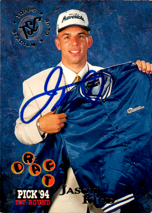 Jason Kidd Signed 1994-95 TSC RC Card #172 Dallas Mavericks Topps Stadium Club
