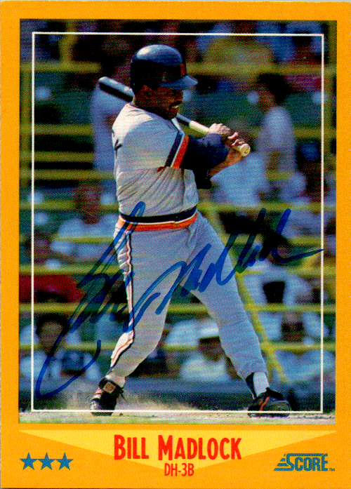 Bill Madlock Signed 1988 Score Card #445 Auto Detroit Tigers c
