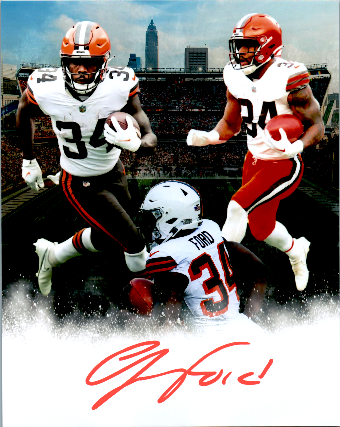 Jerome Ford Signed 8X10 PHOTO - Cleveland Browns - COA NFL Autograph Picture