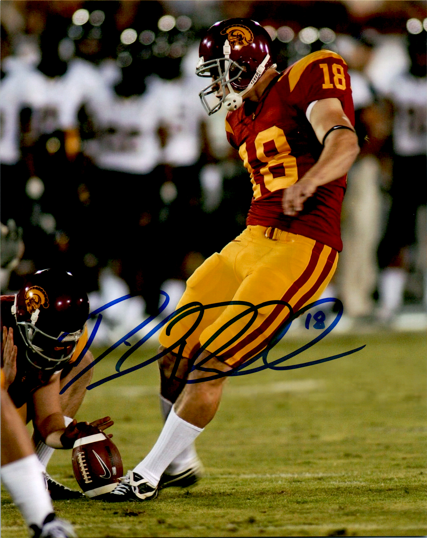 David Buehler Signed 8x10 Photo - USC Trojans Kicking
