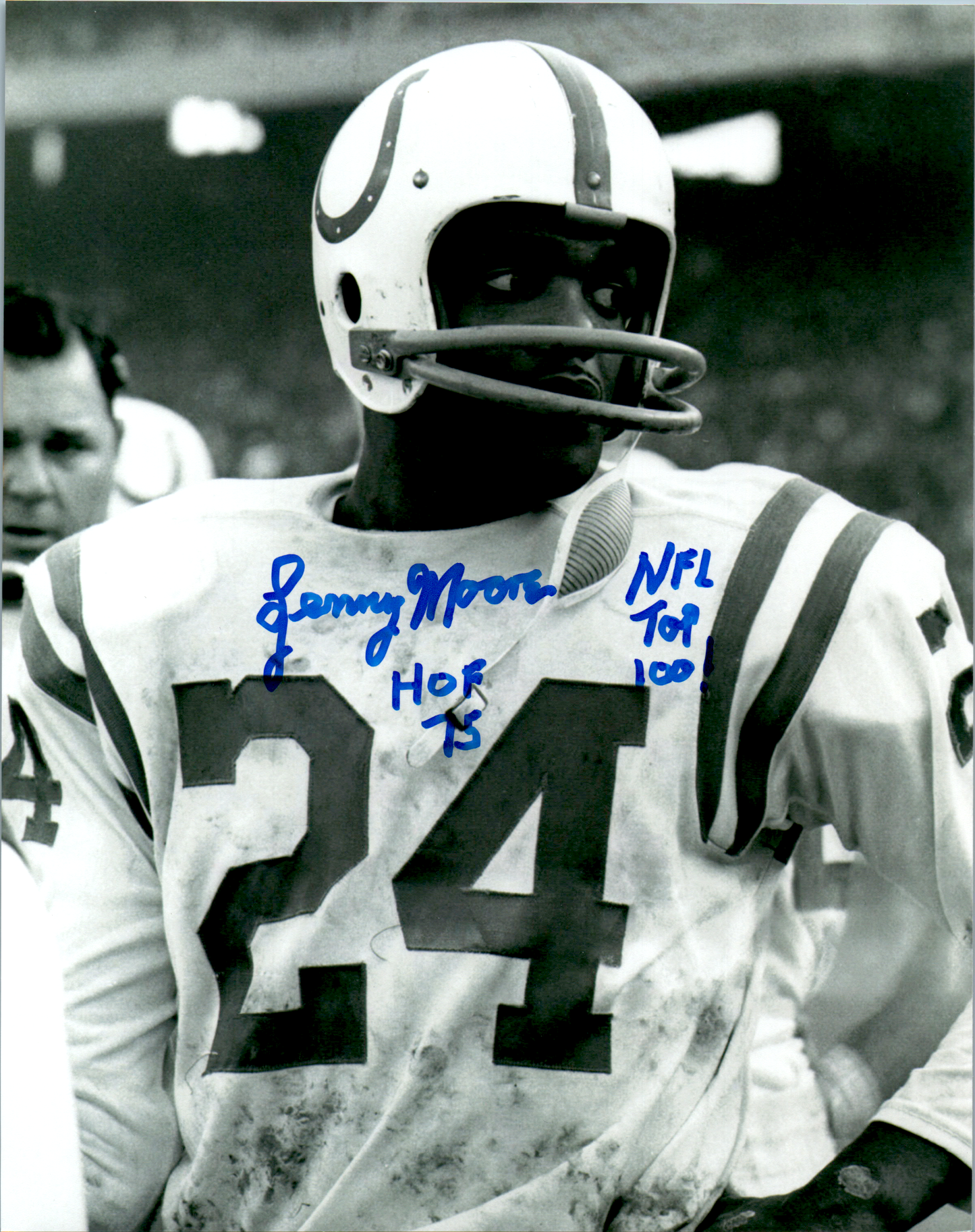 Lenny Moore Signed 8x10 Photo Auto Blatimore Colts Vert Pose B/W