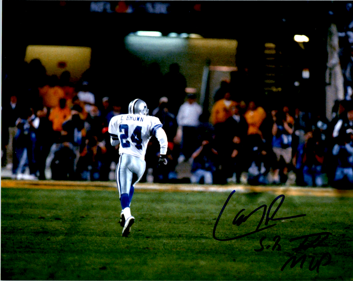 Larry Brown Signed 8x10 Photo NFL Dallas Cowboys SB MVP Horiz