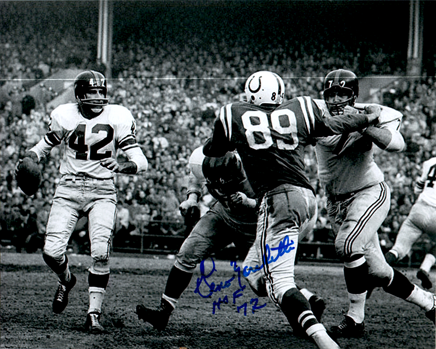 Gino Marchetti Signed 8x10 Photo Auto Blatimore Colts Horiz COA NFL