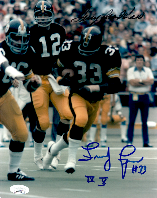 John Frenchy Fuqua & Terry Bradshaw Signed 8x10 Photo Pittsburgh Steelers COA NFL