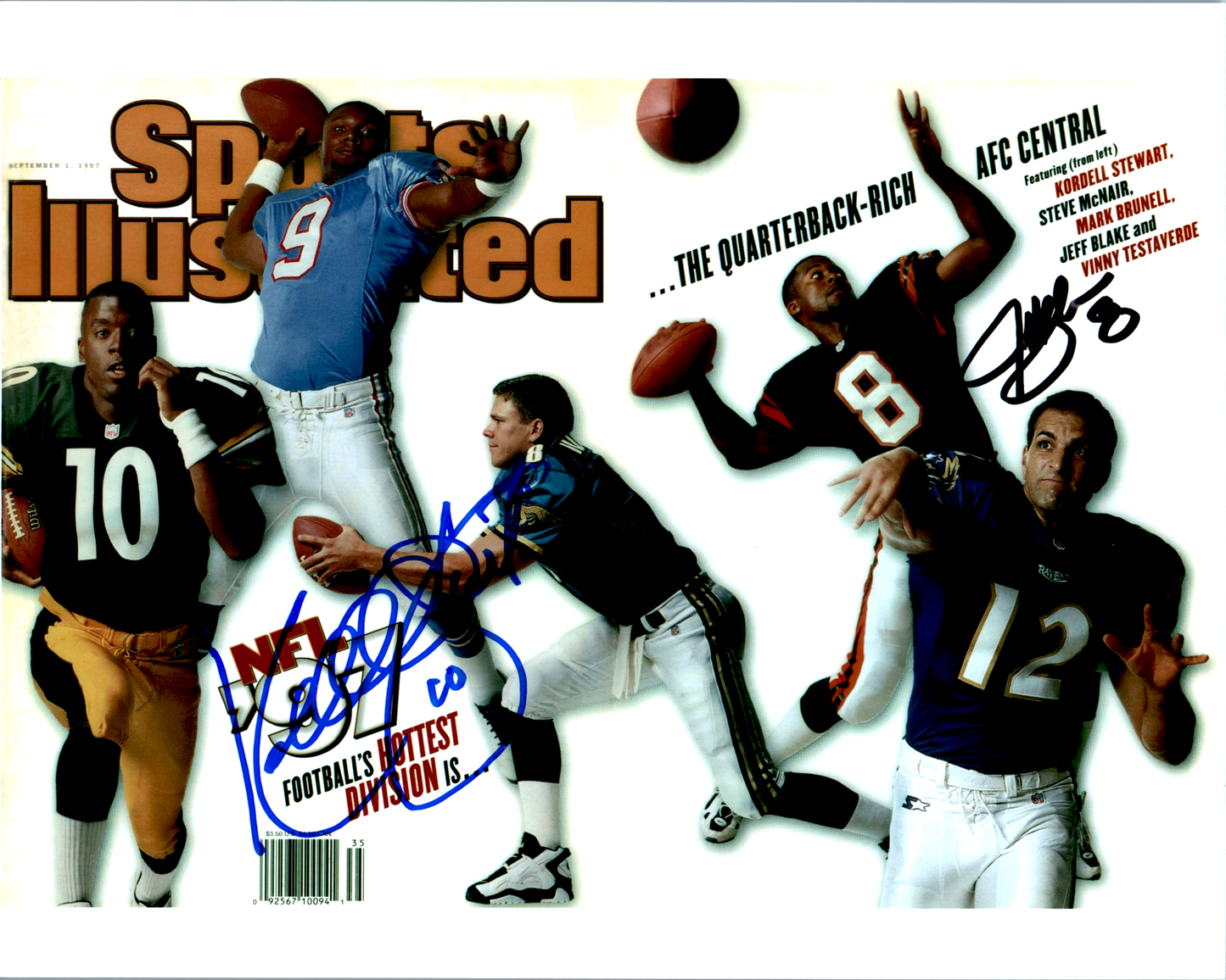 Jeff Blake & Kordell Stewart Dual Signed 8x10 Photo Steelers Bengals Auto NFL