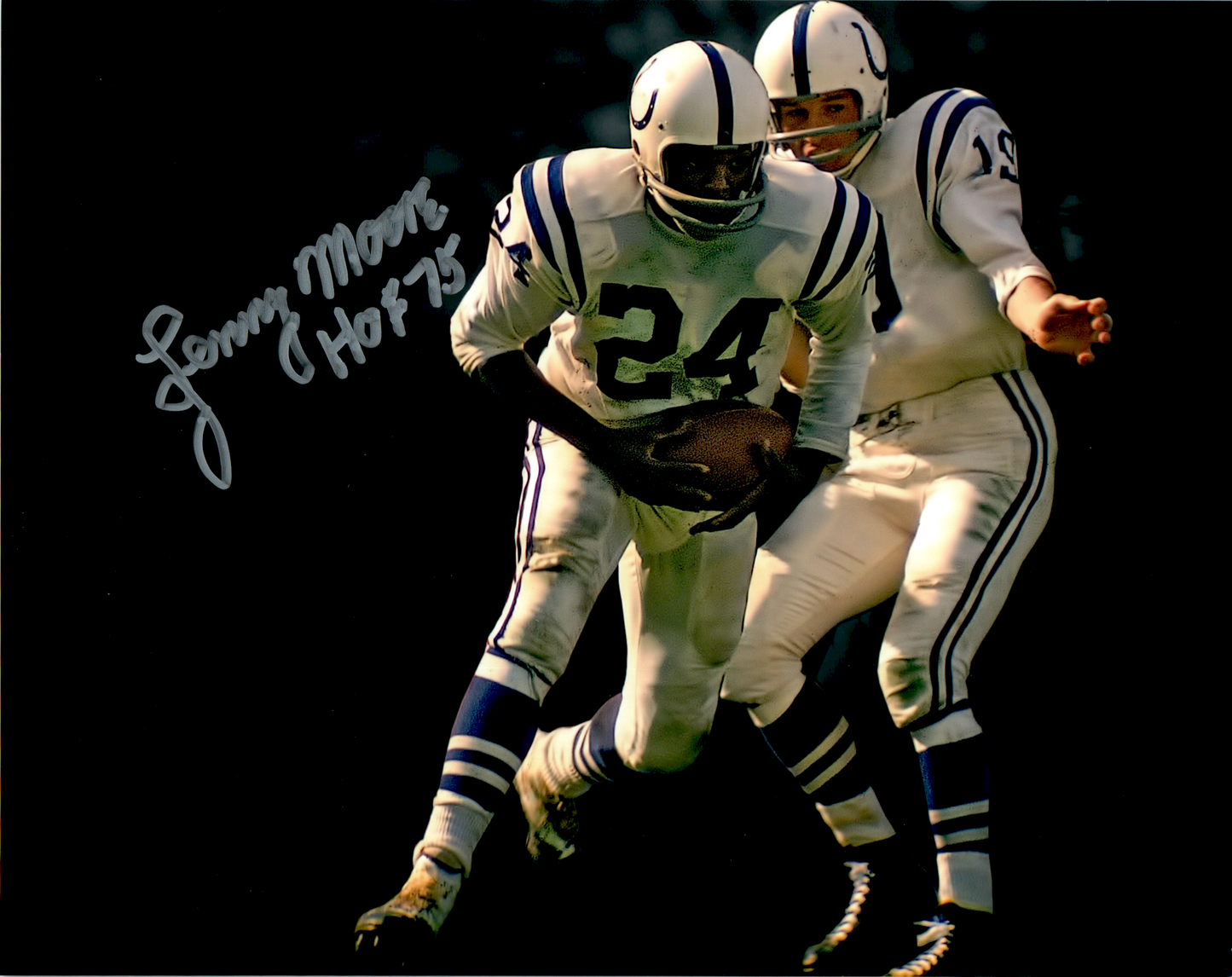 Lenny Moore Signed 8x10 Photo Autograph Baltimore Colts Horiz Unitas