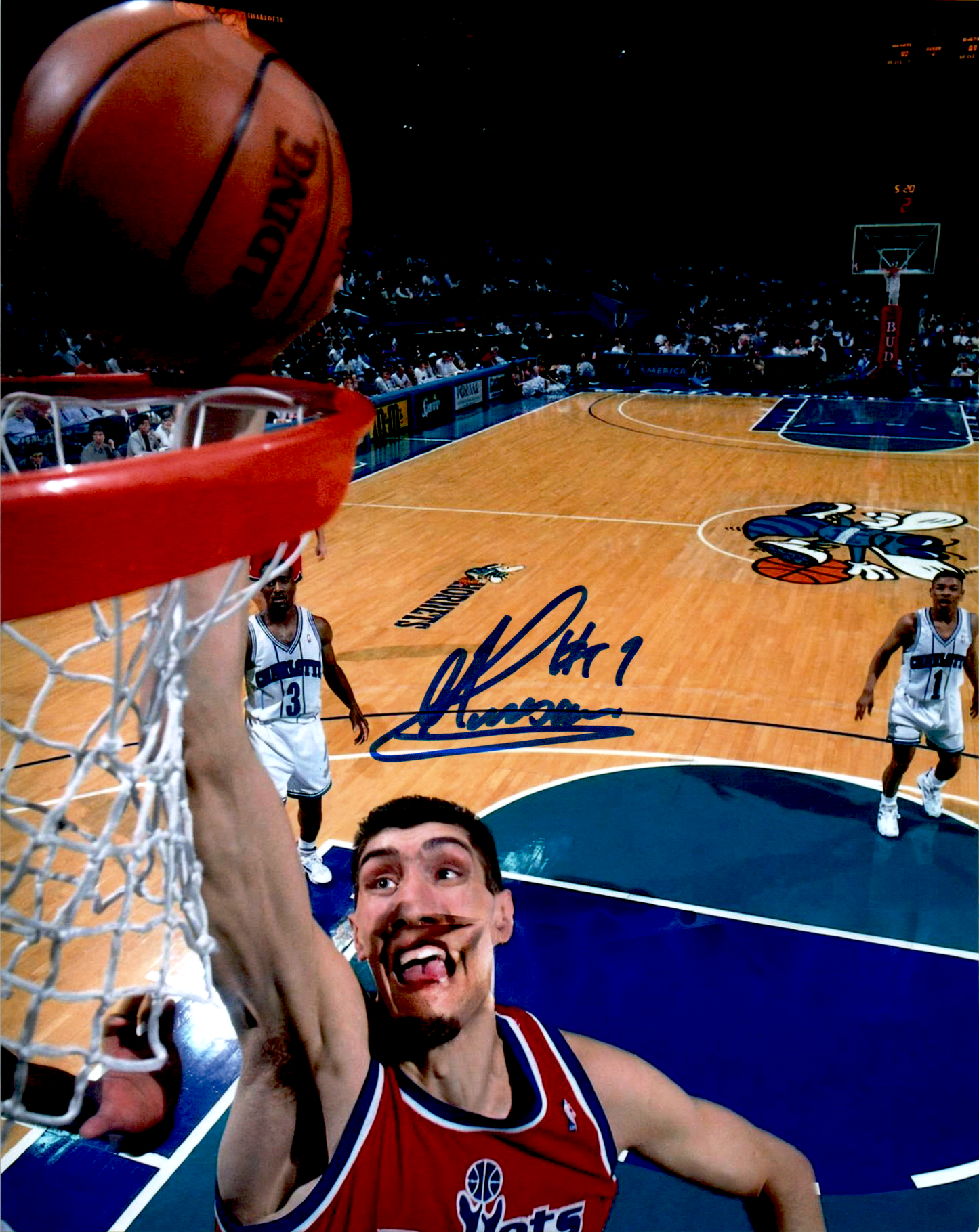Gheorghe Mureșan Signed 8x10 Photo NBA Auto George Muresan Dunk