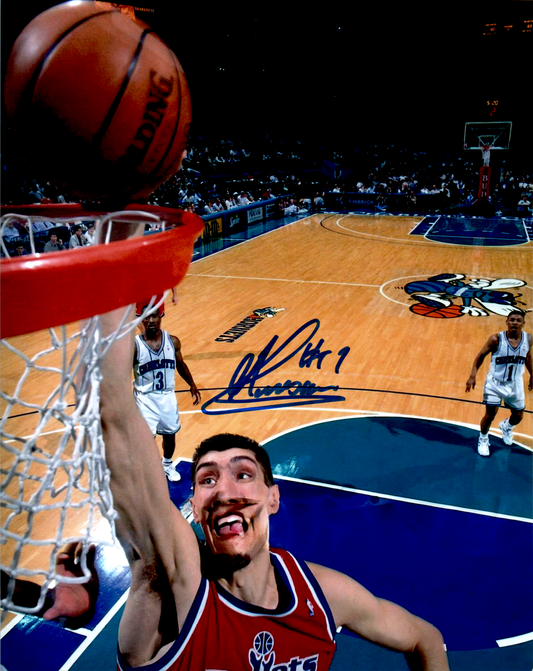 Gheorghe Mureșan Signed 8x10 Photo NBA Auto George Muresan Dunk