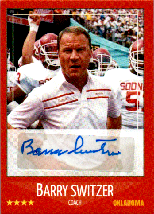 Barry Switzer Signed Custom Trading Card Auto Oklahoma Sooners Football