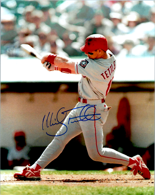 Mickey Tettleton Signed 8x10 Photo Rangers Hitting MLB