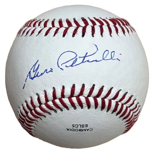 Geno Petralli Signed Rawlings Official League Baseball Texas Rangers